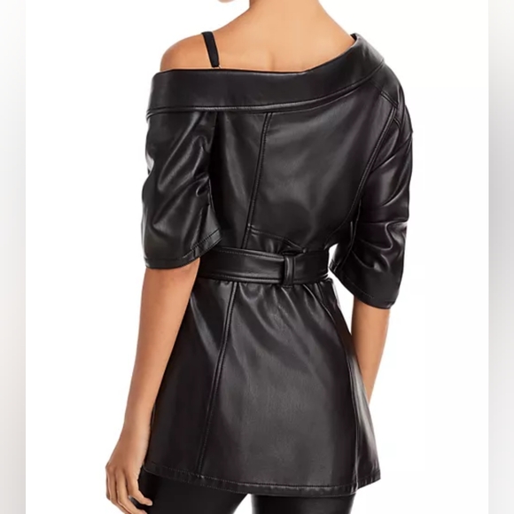 Cinq à Sept Katie Belted Faux Leather Minidress - Picture 4 of 12